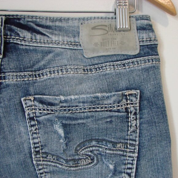 Silver Jeans Sam Jean Short Cuffed Distressed High Rise Size 26 4.5" Inseam - Picture 12 of 14